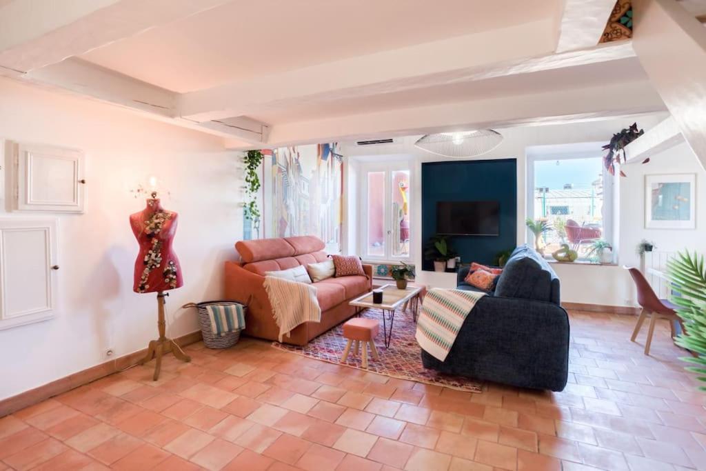 #48 Suite Jean Top Floor Terrace 5Min Walk Sea Ac Niza Exterior foto